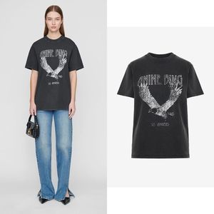 NWT ANINE BING LILI TEE EAGLE T Shirt in Washed Black